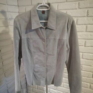 Danier Leather Ladies Size Large Light Blue Lined Washable Suede Jacket